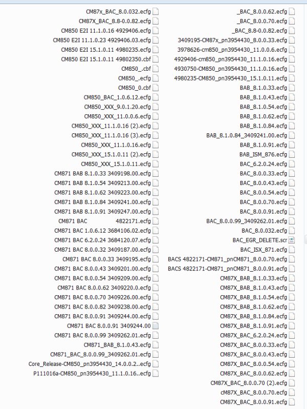 For Cumins Calterm BAB BAC XXX CM850 CM871 ECFG Meta File Collection – All Files As Shown In Picture